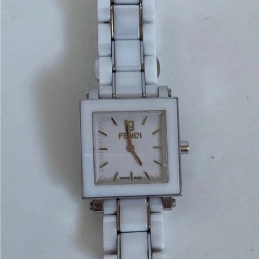 Fendi White Ceramic Square Watch Stainless Steel with Fendi Box - Picture 12 of 15